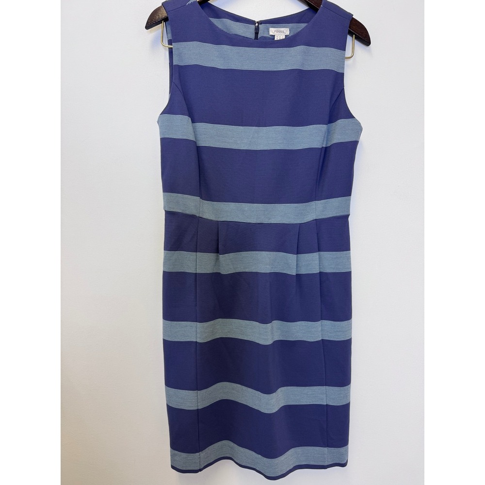 Fossil Audrey Dress Twilight‎ Blue Striped Sleeveless Sheath Pockets WC8531497 6